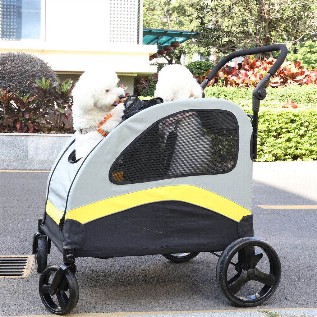 Dog Stroller w/ Divider, Foldable Pet Cart image 2