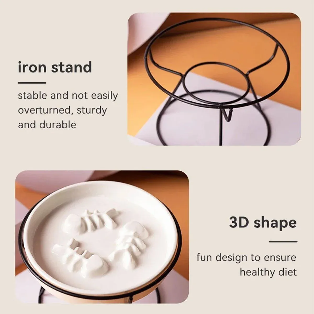 Ceramic Cat Bowl Slow Feeder Pet Food Tray for Cats and Dogs Non Slip Design - White… image 5