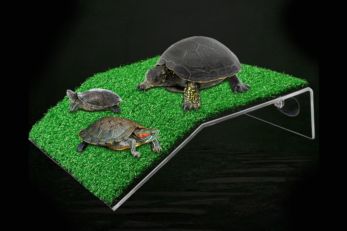 Turtle Basking Platform Simulation Grass Turtle Ramp for Fish Tank Aquarium - S image 11