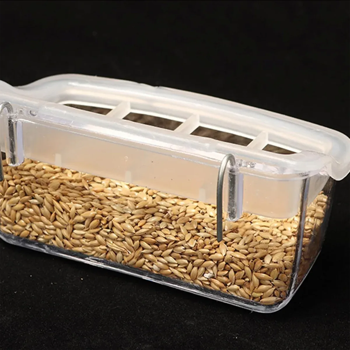 Clear Bird Feeder Box Parrot Food Dispenser Cage Sink Container Hanging Supplies image 12