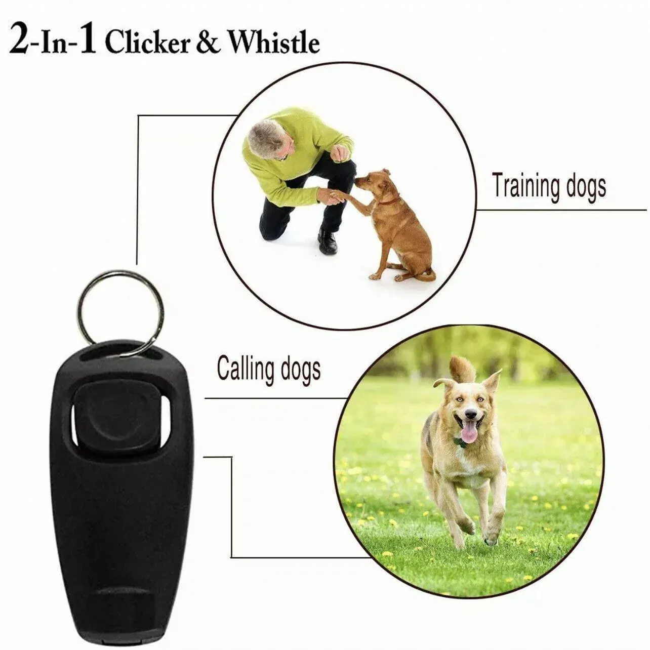 Dog Whistle and Clicker Set for Training Stop Barking Obedience Tool Combo - Green image 6