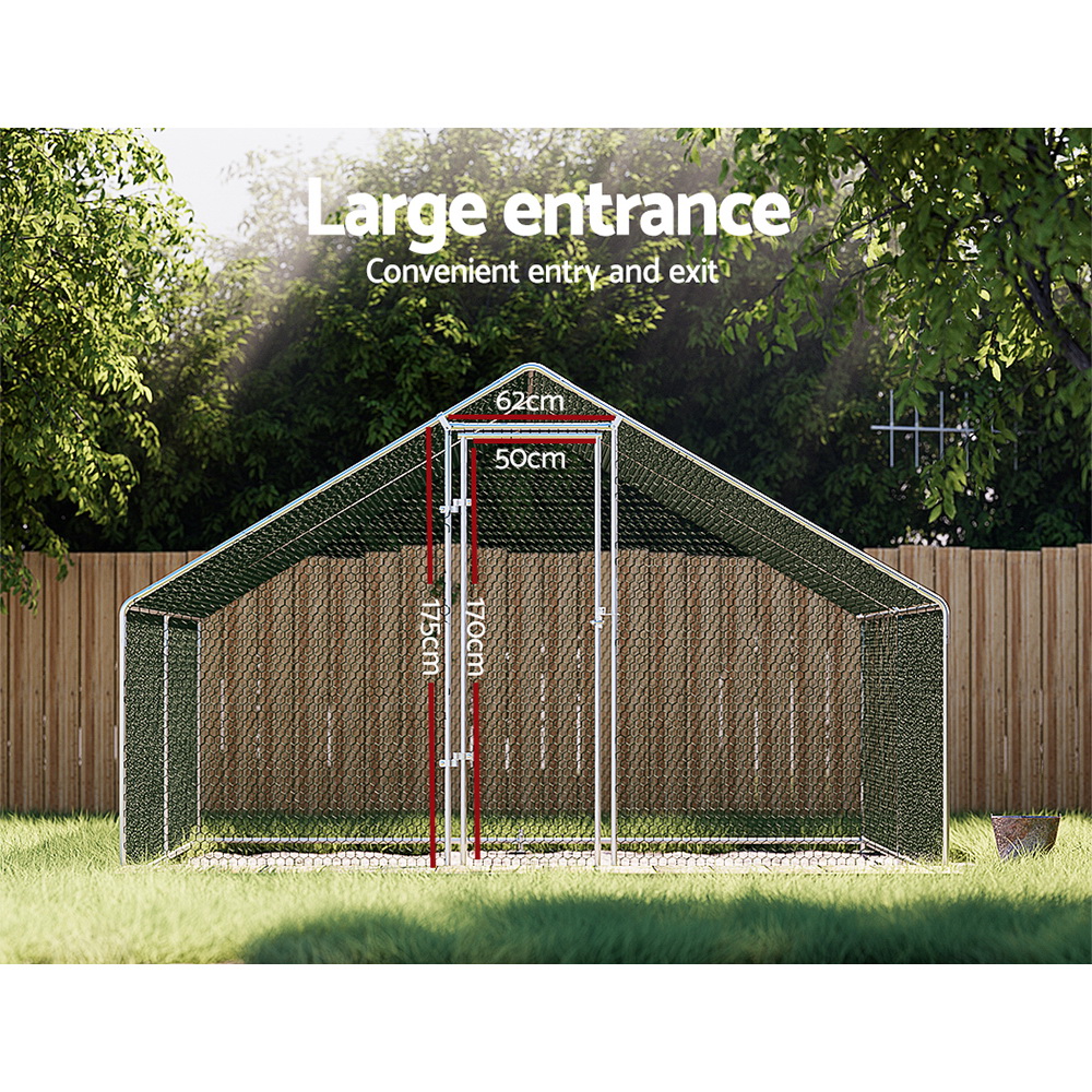 i.Pet Chicken Coop Cage 3x4x2m Galvanised Steel image 3