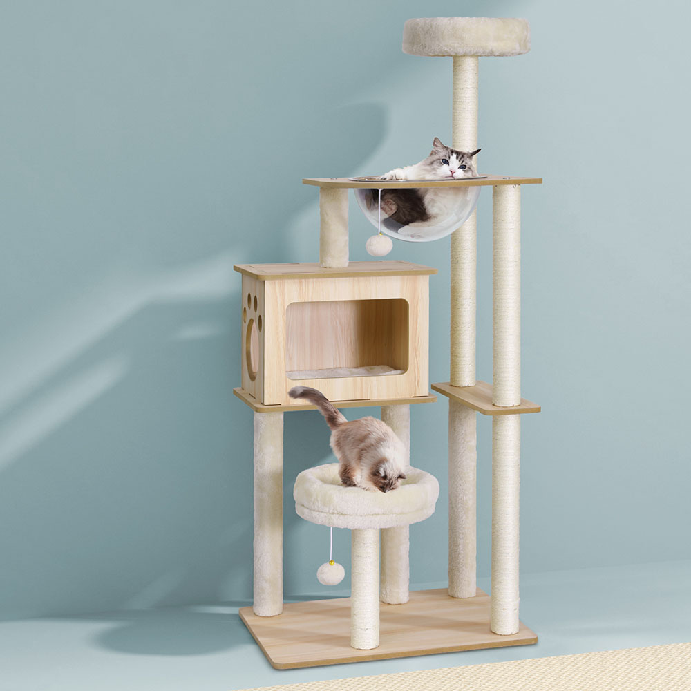 i.Pet Cat Tree Tower Scratching Post Scratcher 142cm Wood Bed Condo House image 8