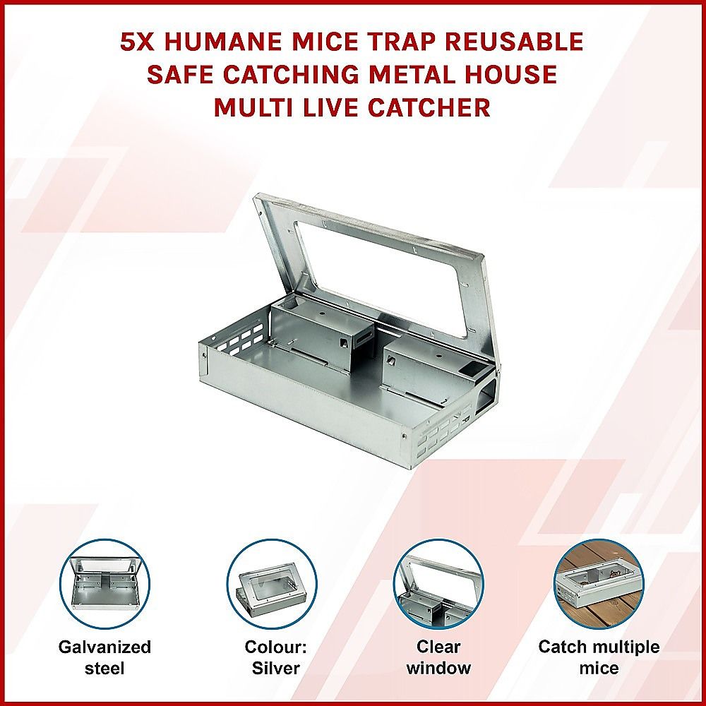 5 Pack Reusable Metal Mouse Traps – Live Catch for Home, Garage & Shed image 4