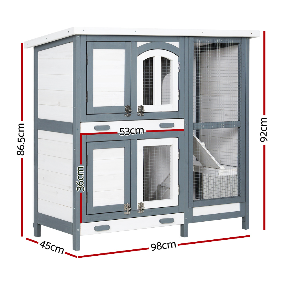 i.Pet Rabbit Hutch Chicken Coop 98cm x 45cm x 92cm Chicken Coop Large Wooden House Run… image 2