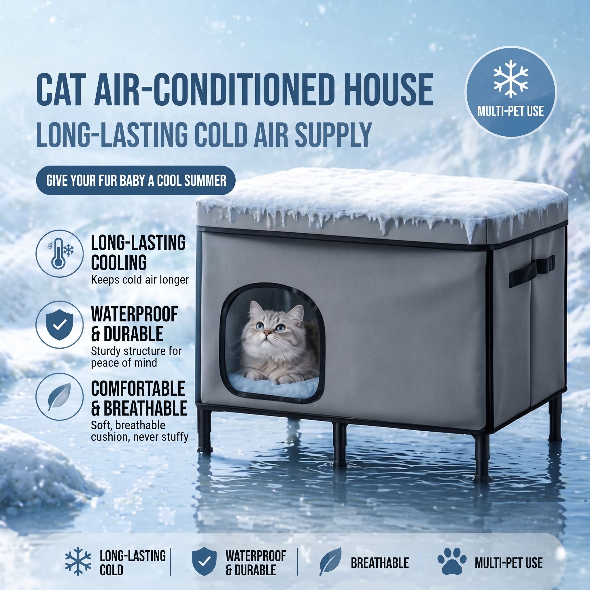 Foldable Multi-Pet Cooling House for Summer image 11