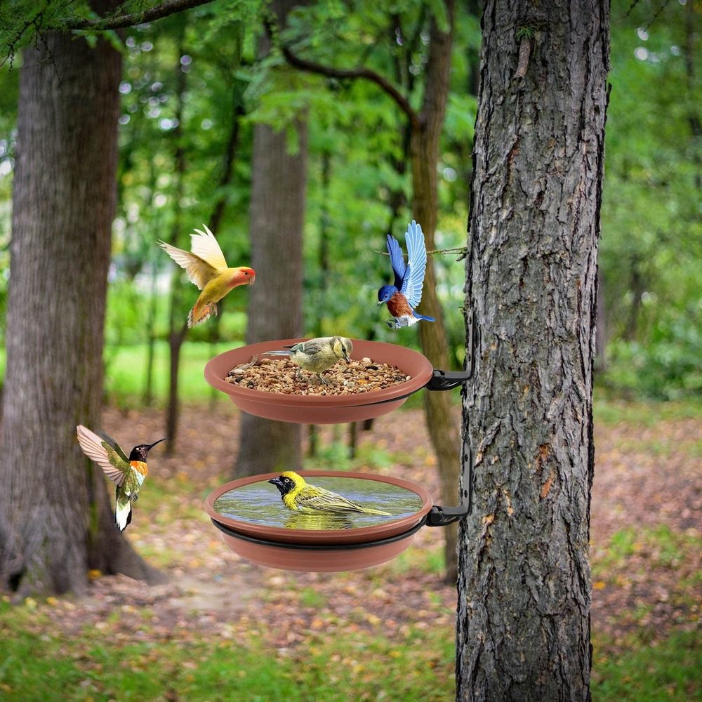 Fence Bird Feeders Tray 2pcs Tree Mounted Wild Bird Bath image 4