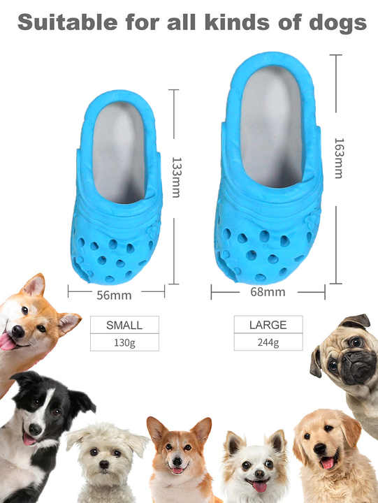 Size S Yellow Tough Slipper Dog Chew Toy - Natural Rubber Treat Dispenser & Teeth… image 5