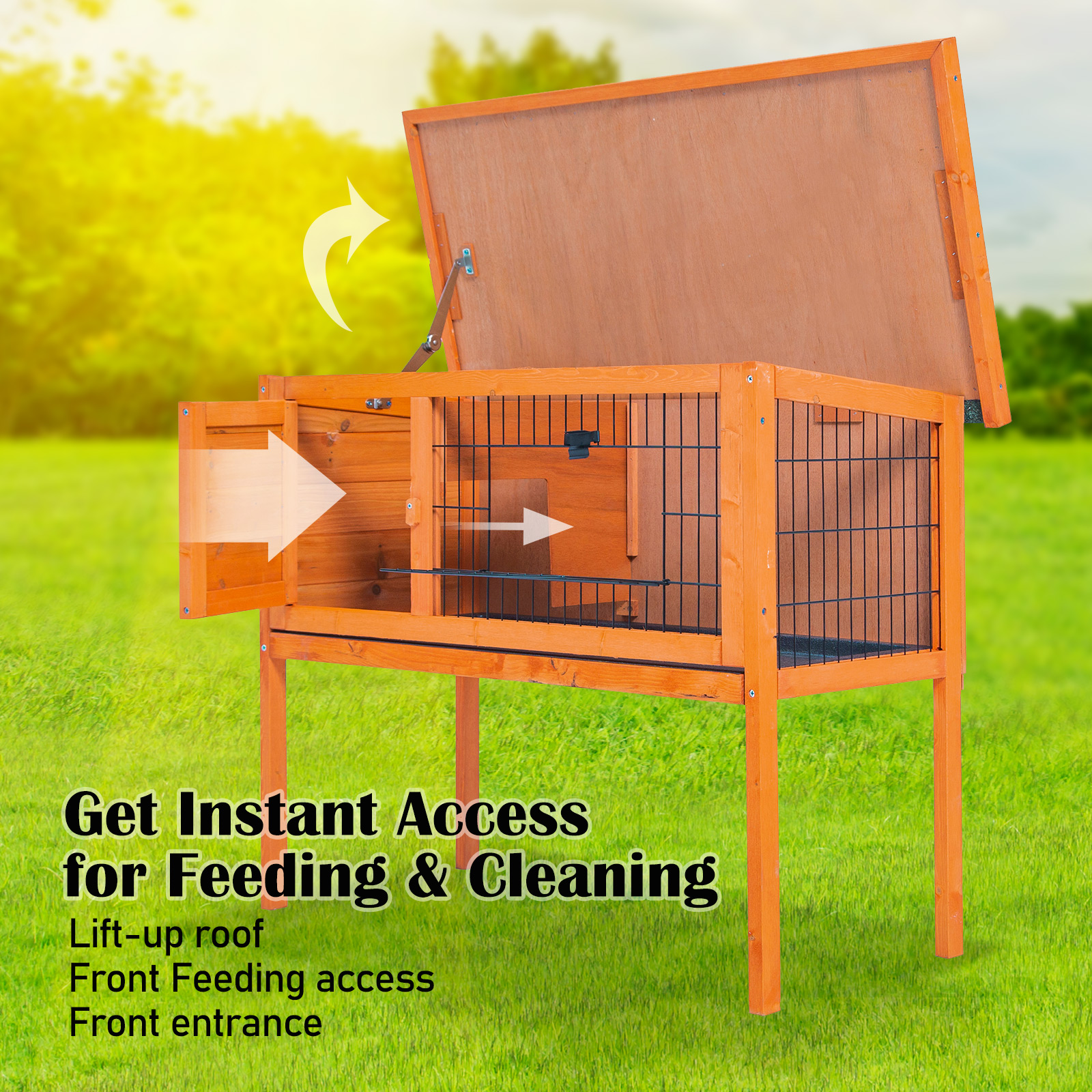 Rabbit Hutch Chicken Coop 91 x 45 x 70cm Free Standing Cage Run Eden image 7