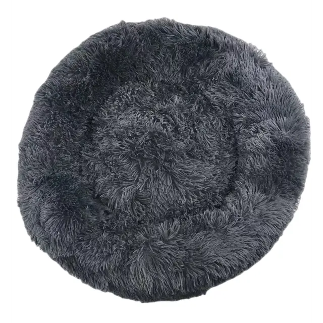 YES4PETS Medium Calming Plush Cat Dog Bed Fluffy Bedding Grey
