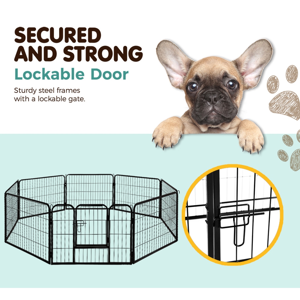 i.Pet 24" 8 Panel Dog Playpen Pet Exercise Cage Enclosure Fence Play Pen image 4