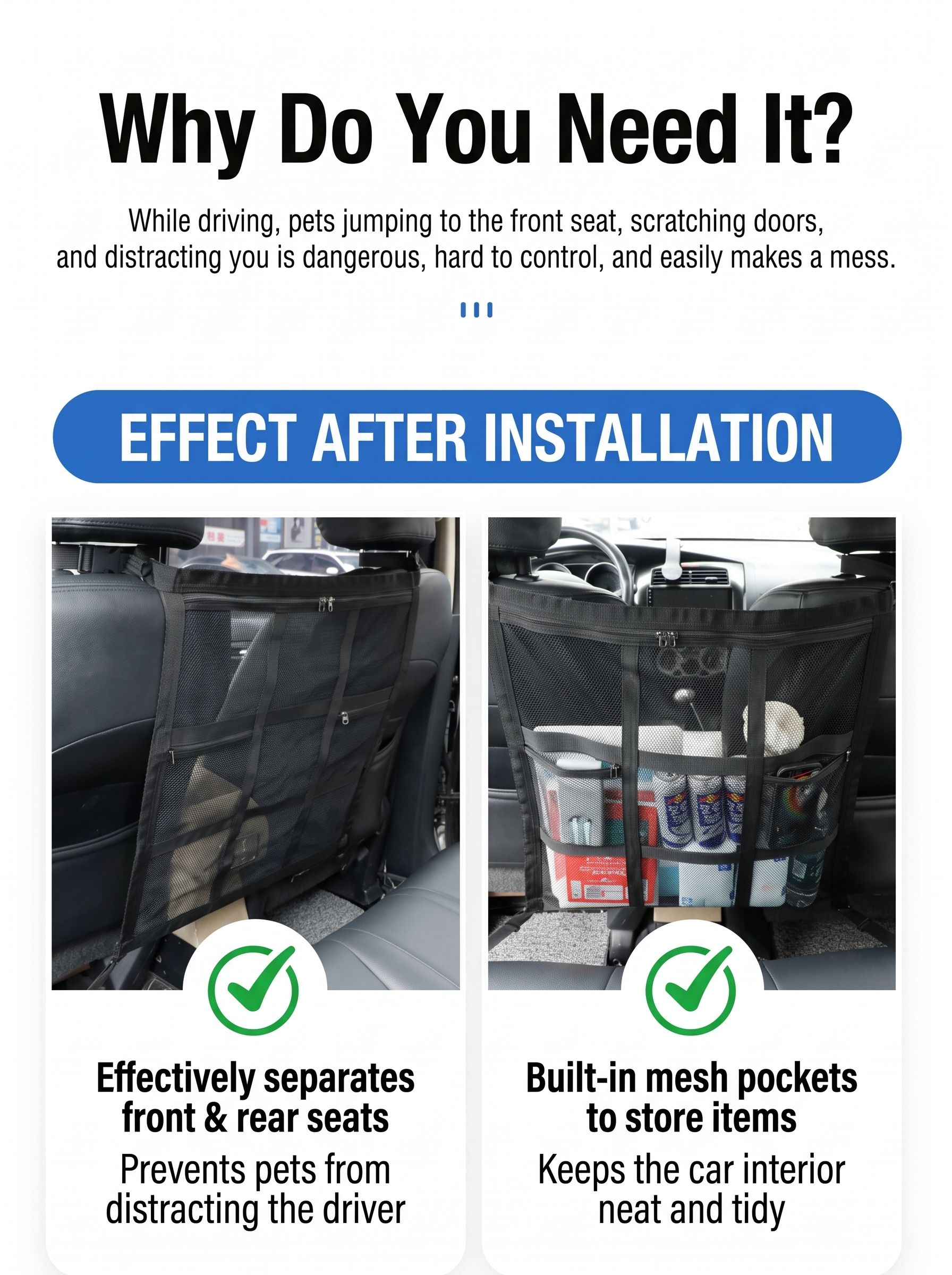 Car Pet Barrier Net for Front Seat Gap image 6
