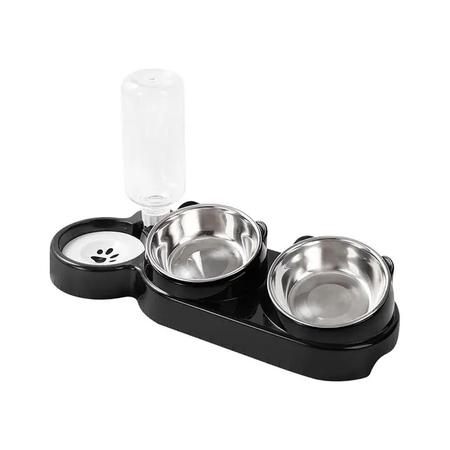Blue 2 In 1 Stainless Steel Pet Bowl Inclined 15 Degree Neck Protection Detachable Non…