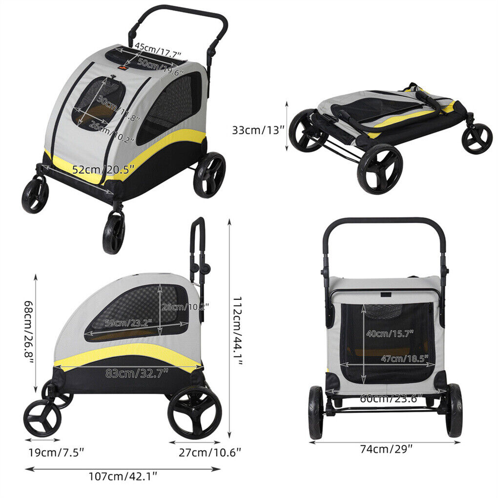 XL Dog Stroller Pet Pushchair Foldable Travel Cart image 7