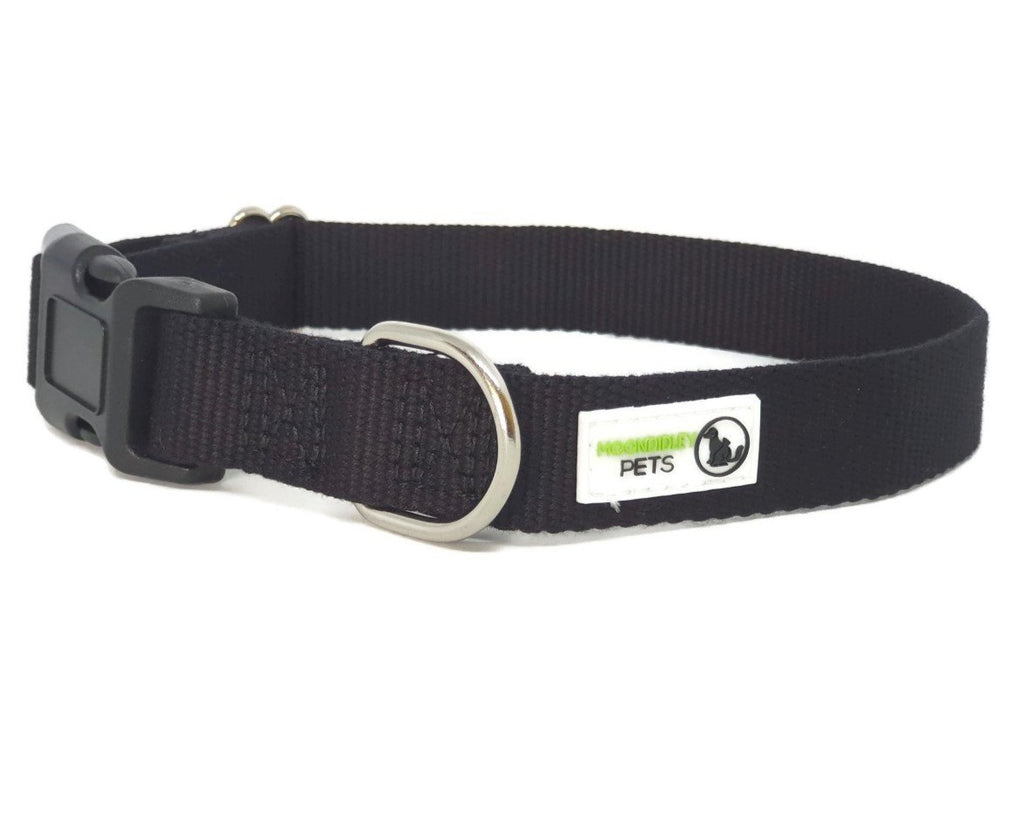 100% Pure Bamboo Fibre Dog Collar Plastic Buckle - Moondidley Pets Medium Black image 2
