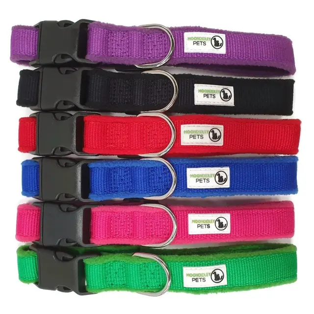100% Pure Bamboo Fibre w/Fleece Lining Dog Collar Plastic Buckle - Moondidley…