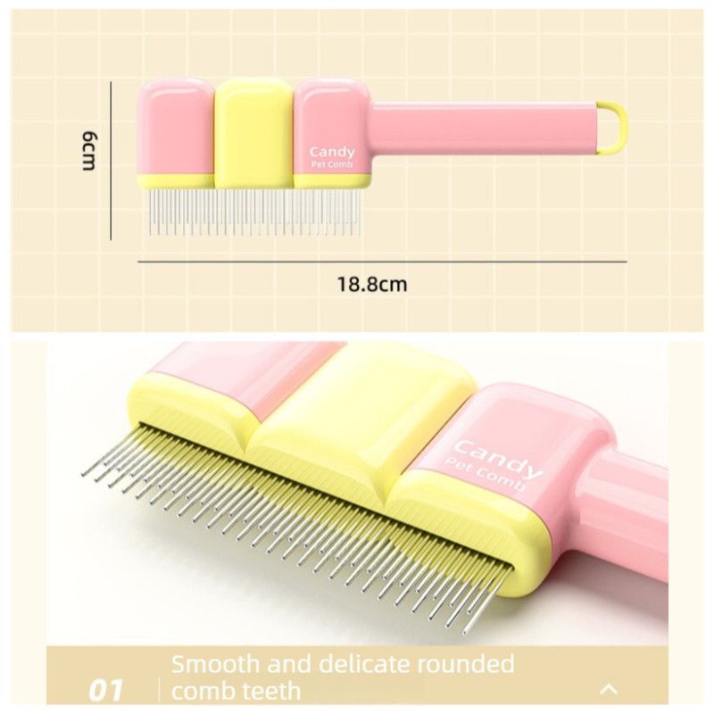 Pet Comb, Universal for Cats & Dogs, Dense Pin Comb for Tangles & Loose Fur—Pink image 8