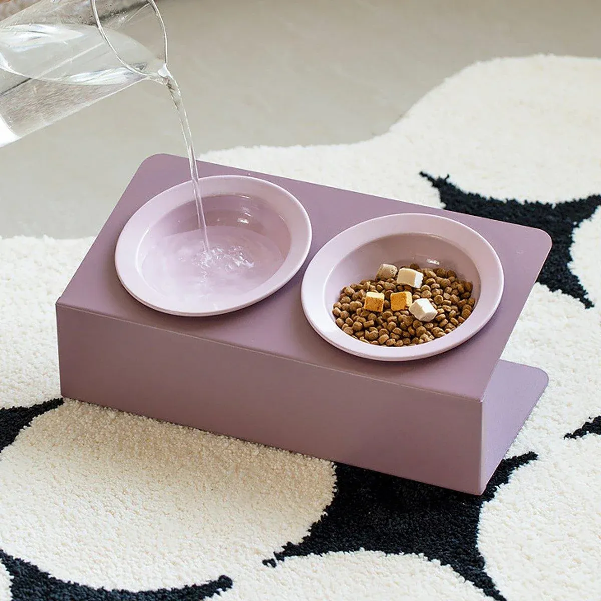 Ceramic Slanted Double Pet Bowl Cat Dog Food Water Bowl Non-Slip Feeding Dish - Purple image 14