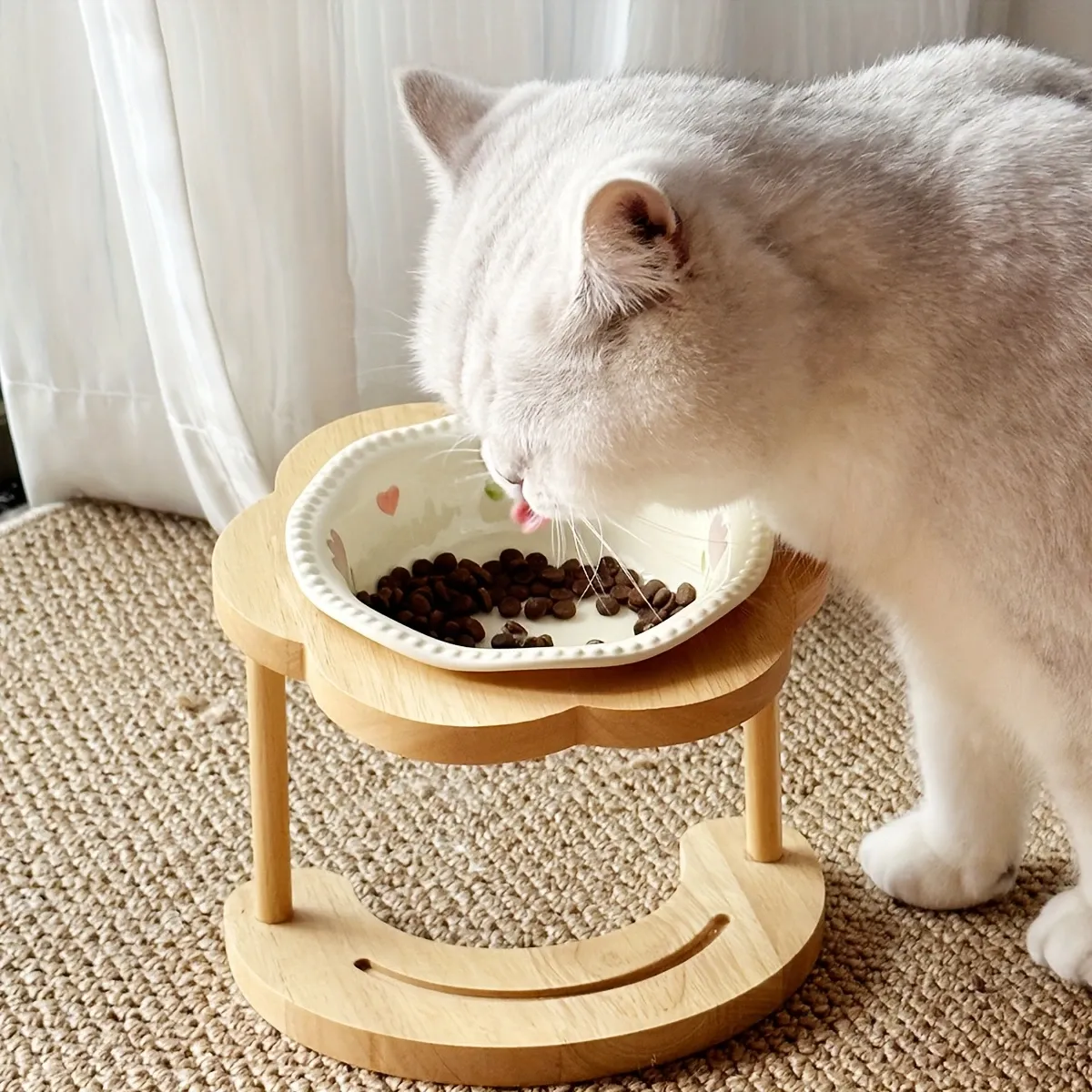 Ceramic Pet Feeder with Wood Stand image 11