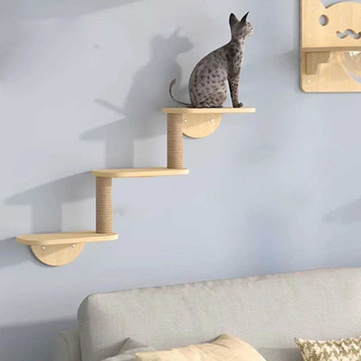 Solid Wood Wall Mounted Cat Climbing Tree Rack Platform Space Capsule Bed Shelf image 9