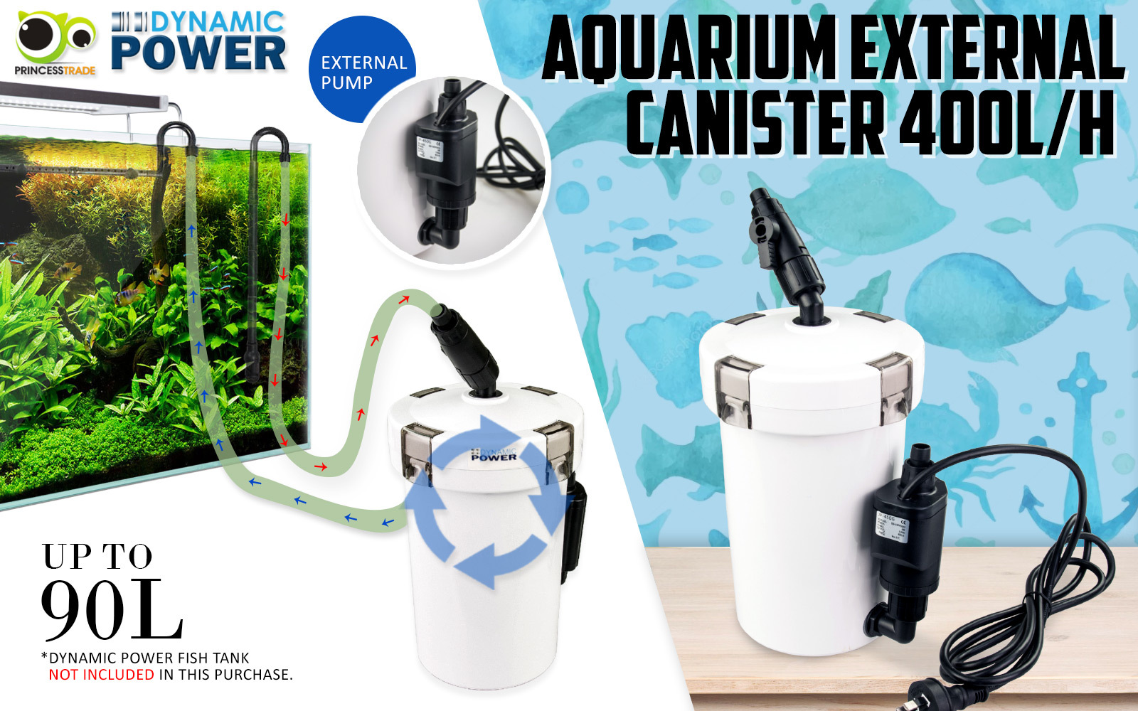 Aquarium External Canister Filter 400L/H image 2