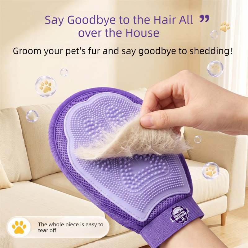 Purple Pet Grooming Gloves for Dogs and Cats - 2 Pack Purple Silicone Massage Brush… image 6