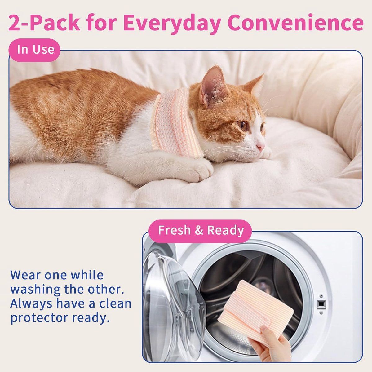 2 Pack Cat Recovery Collar, Blue, XS image 2