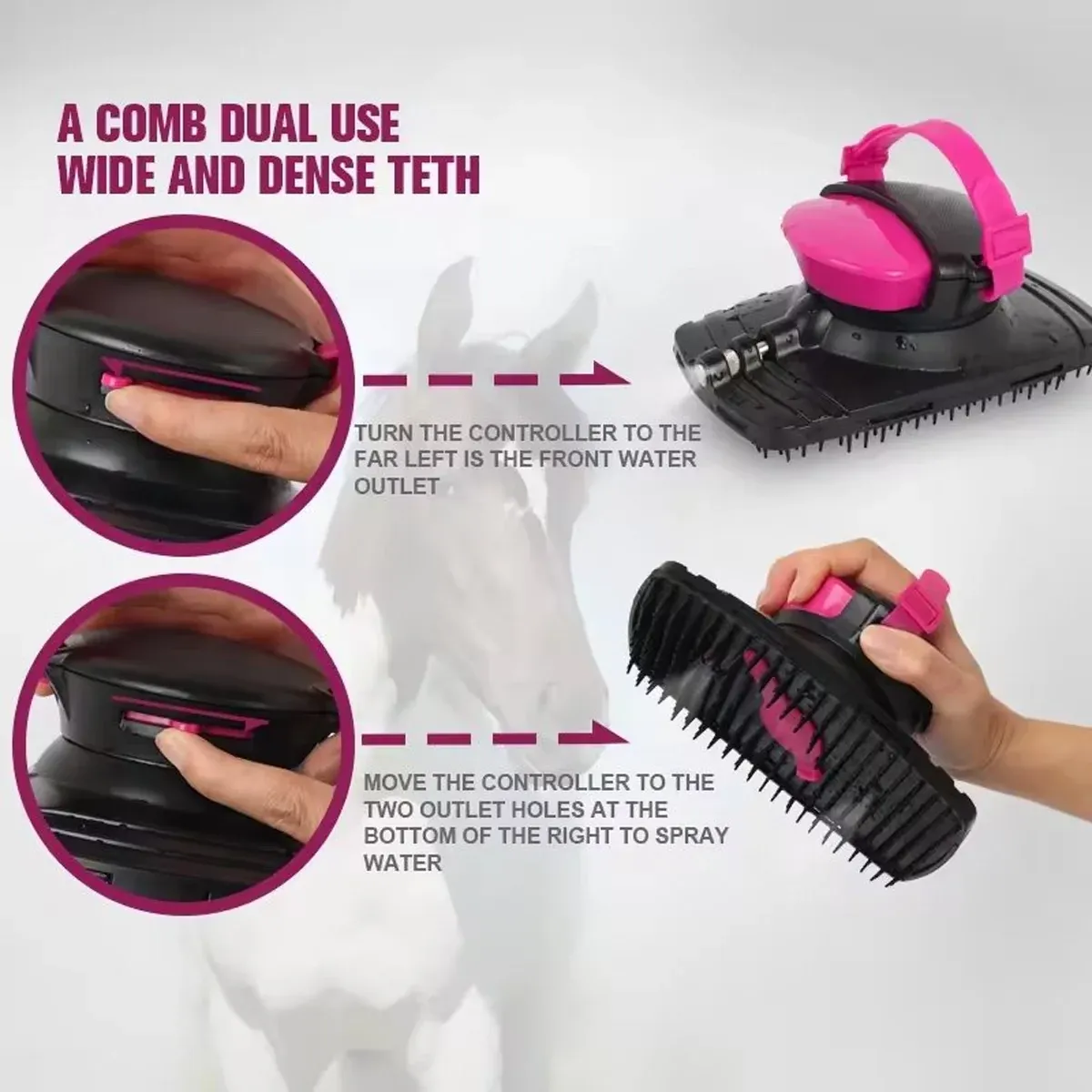 Horse Bath Brush Grooming Massage Comb Soft Bristle Cleaning Tool For Equine Use image 9