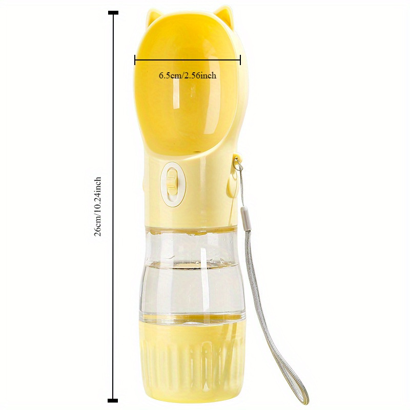 Yellow Portable Dog Water Bottle with Built-in Bowl Dispenser - 250ml Water image 4