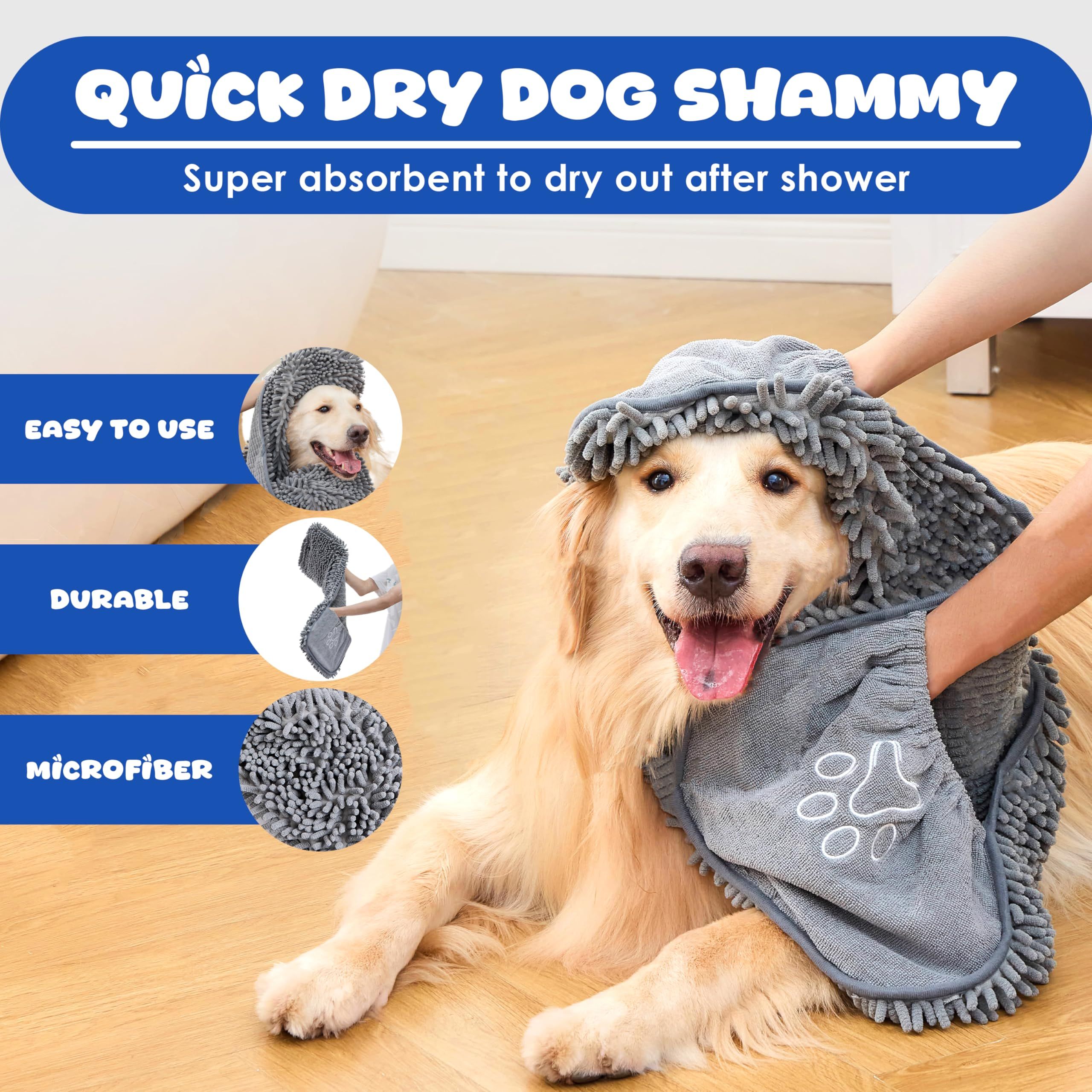 Dog Towel for Drying Dogs – Absorbent Microfiber Bath Towel with Hand Pockets image 2