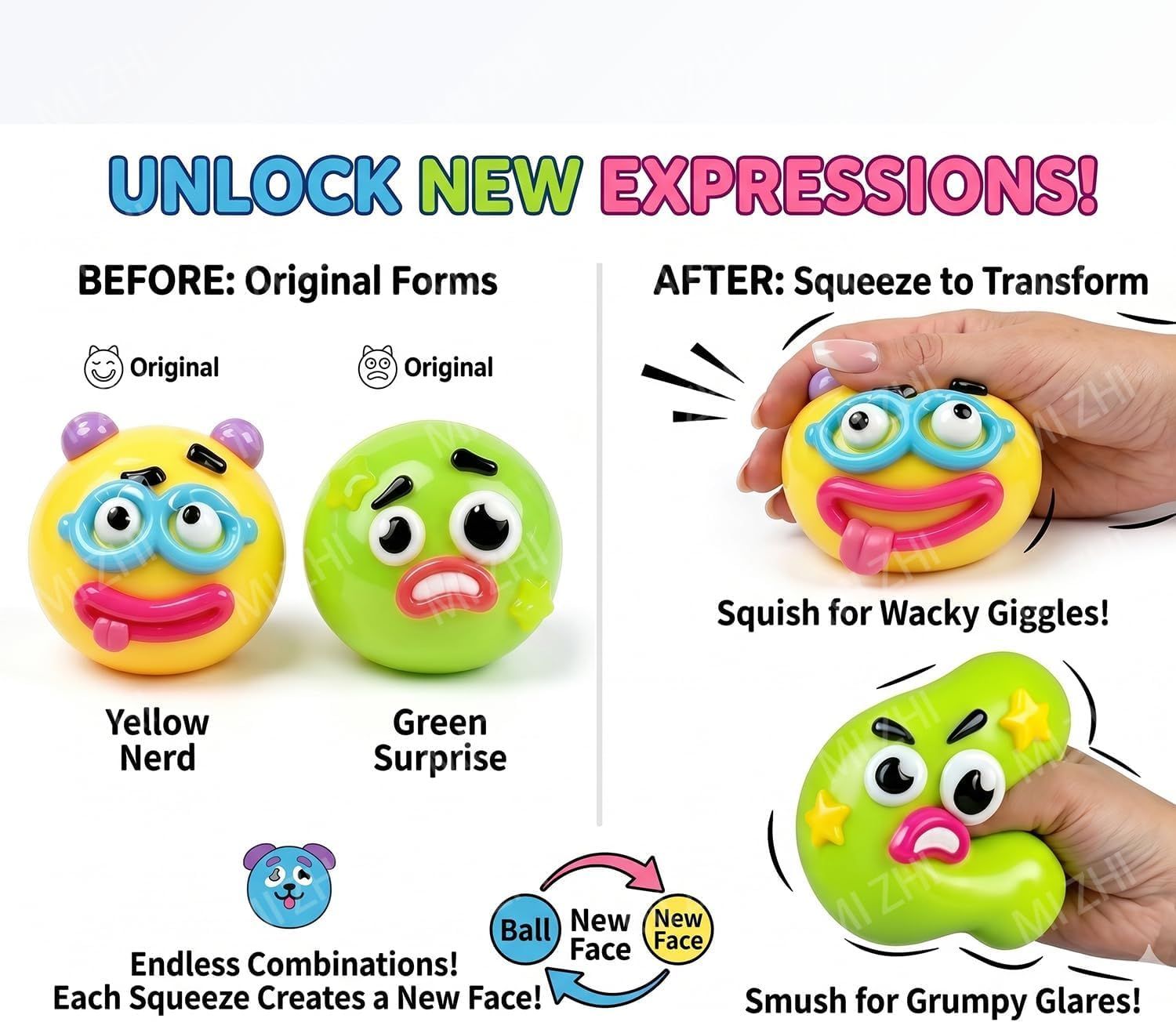 Dog Face Squishy Stress Ball Slow Rising Sensory Toy for Anxiety Relief Green image 3