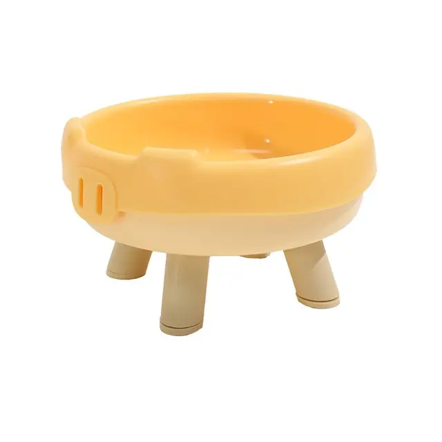 2 Pack Yellow Elevated Pet Food Bowl - Cute Pig Design Raised Feeder for Cats and…