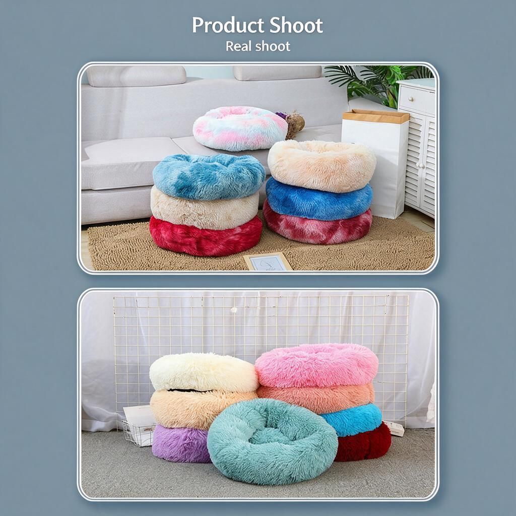 Rosy Gradient 60cm Wide Round Plush Nest for Anxious Cats & Small Dogs image 2