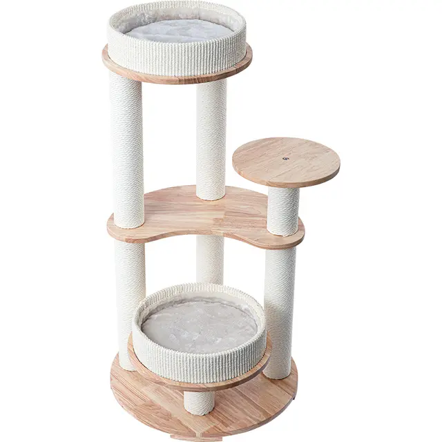 HONEYPOTCAT MZ Simple Joy Wood Cat Tower - Double Delight 110cm