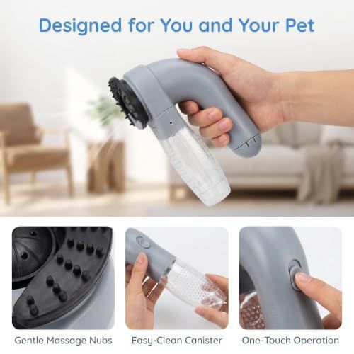 2-in-1 Pet Hair Vacuum Grooming Brush Dog Cat Deshedding Tool with Suction & Soft… image 3