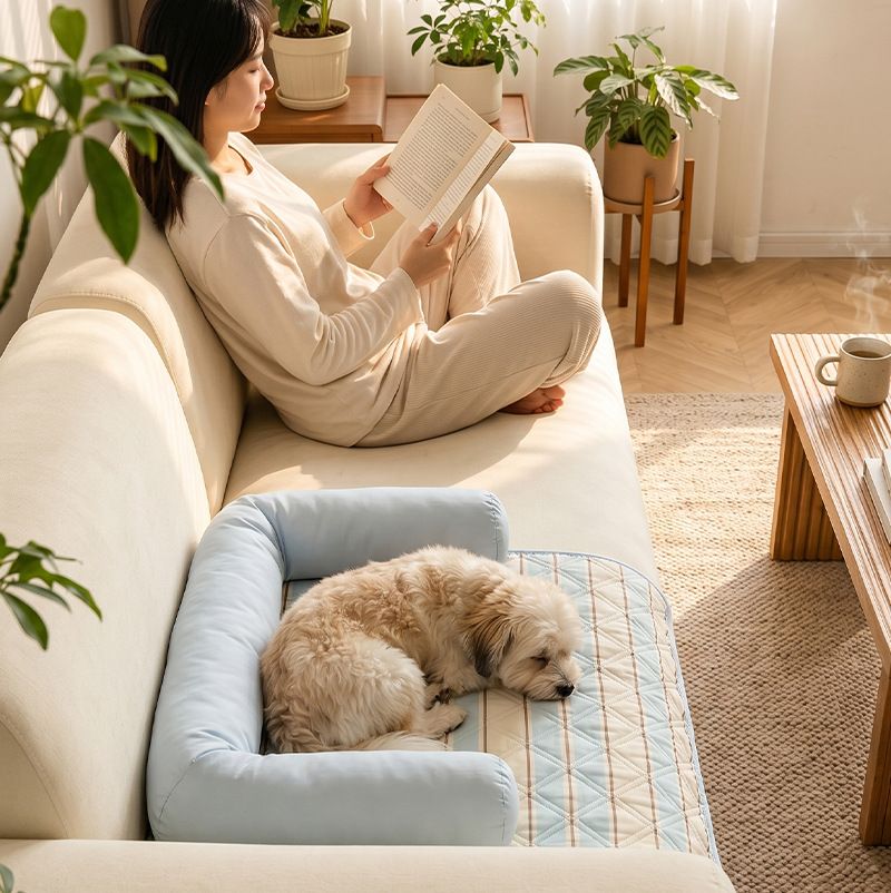 Waterproof Quilted Pet Sleeping Mat with Bolster Cushions for Small Dogs and Cats image 6