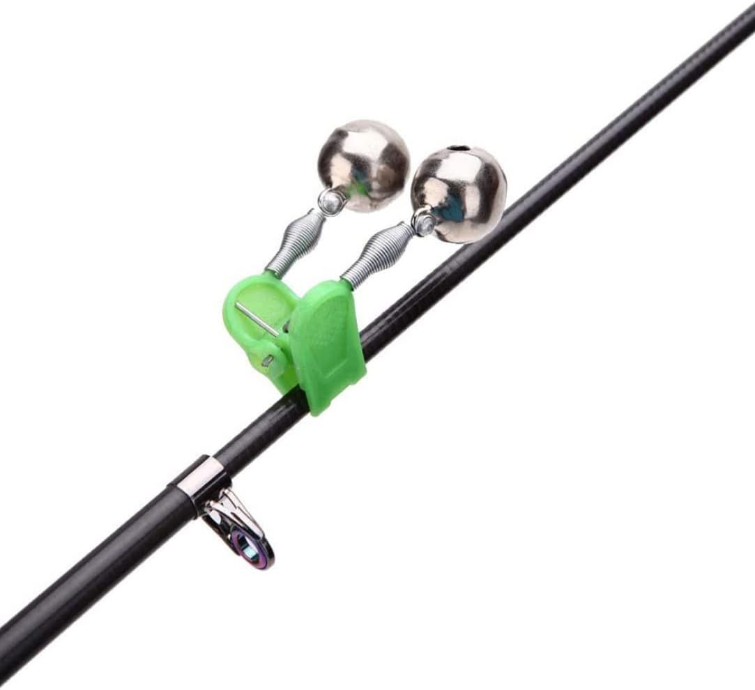 10 Pcs Fishing Rod Extra Loud Alarm Dual Alert Bell Green Silver Tone Dual Metal… image 2
