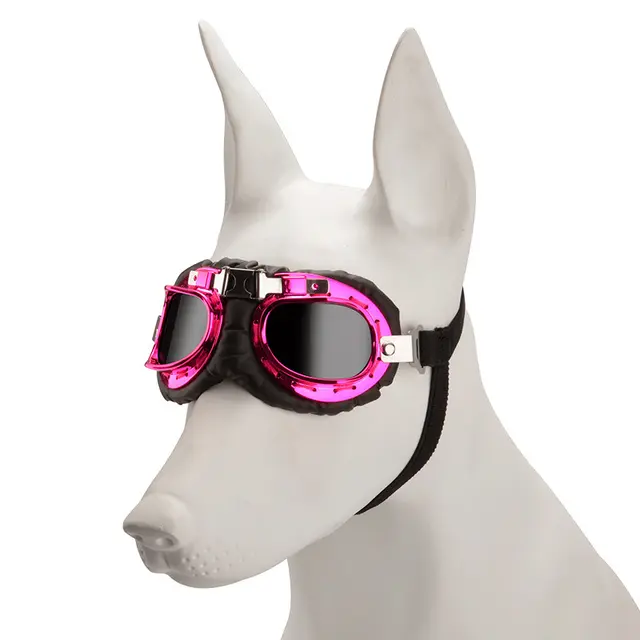 Pink Frame Black Film Retro Pet Goggles - UV Protection Sunglasses for Small Medium…