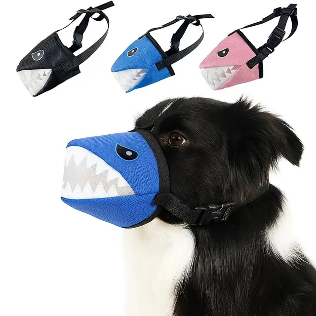 Dog Muzzle Shark Design – Mesh Soft Muzzle for Small Medium Large Sized Dogs…
