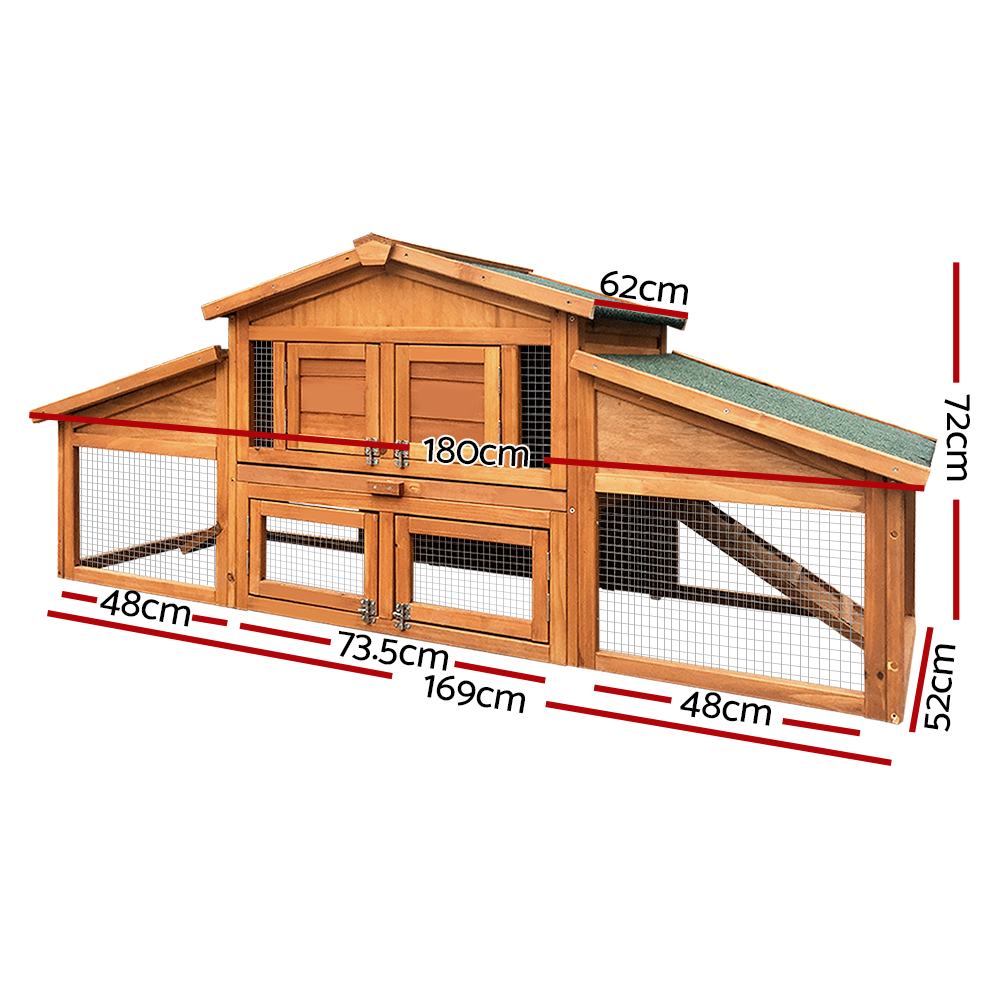 i.Pet Chicken Coop Rabbit Hutch 169cm x 52cm x 72cm Large Chicken Coop Wooden House… image 2