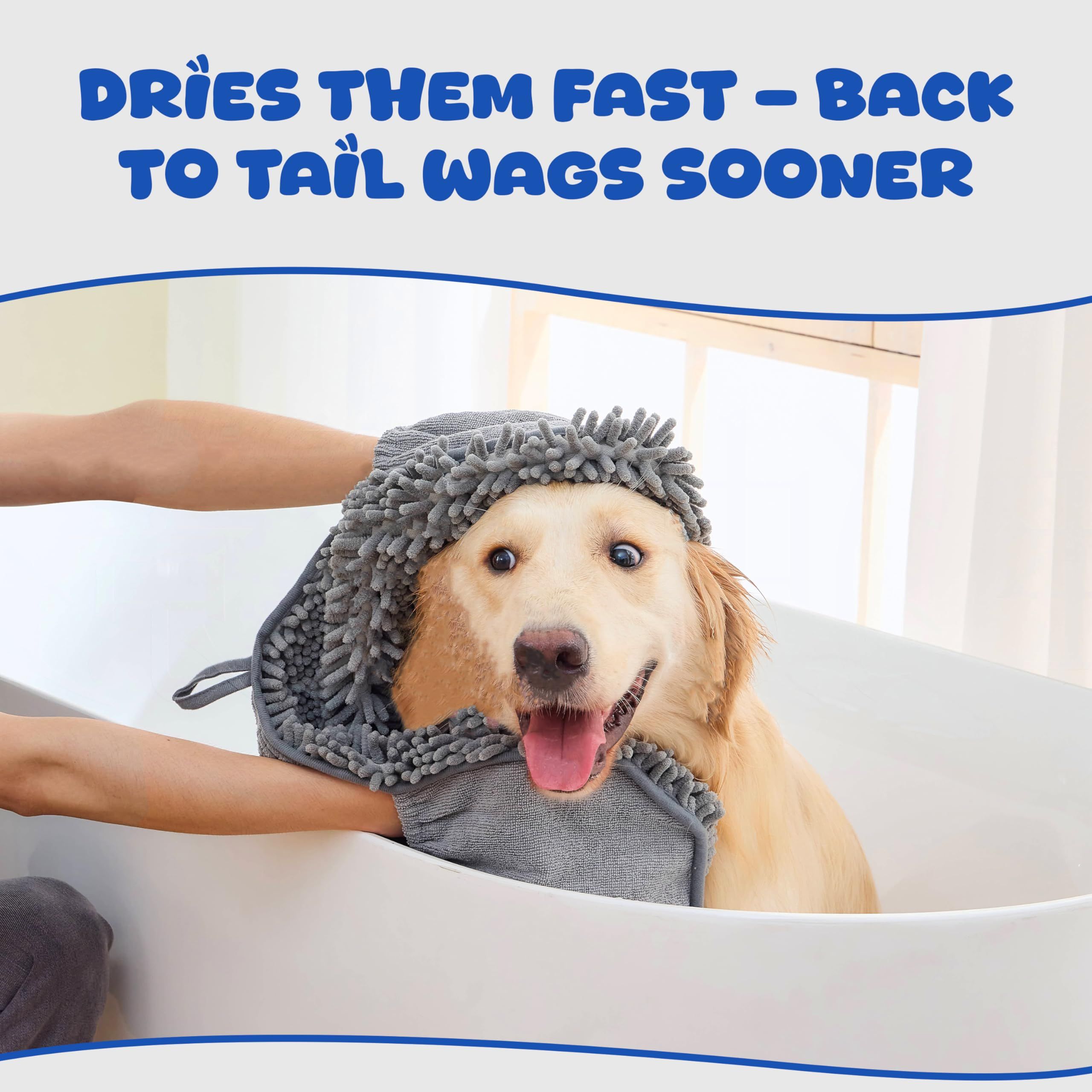 Dog Towel for Drying Dogs – Absorbent Microfiber Bath Towel with Hand Pockets image 7