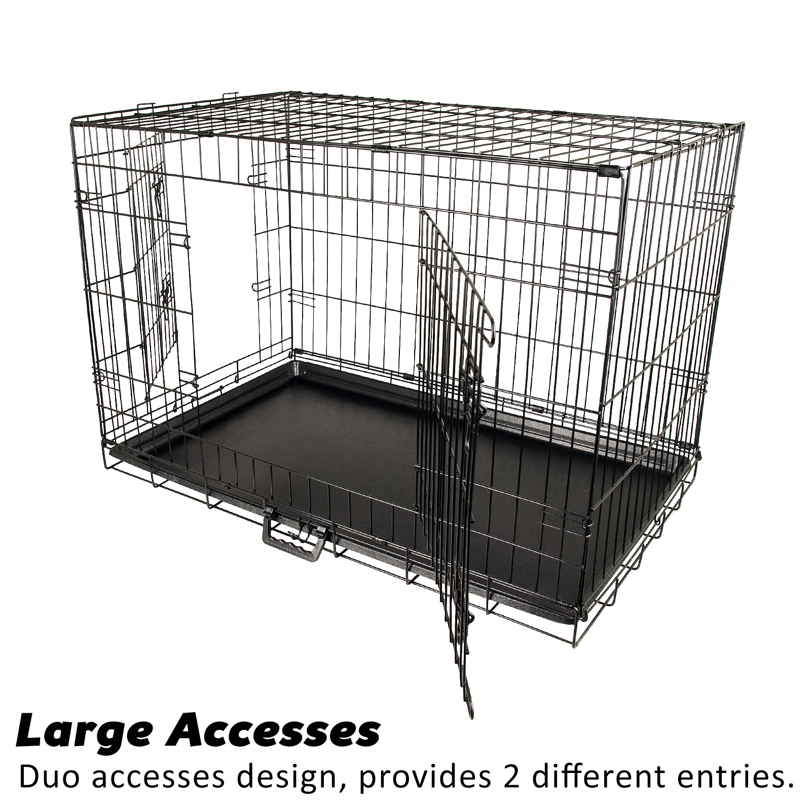 Wire Dog Cage Foldable Crate Kennel 24in with Tray + Cushion Mat Combo image 5