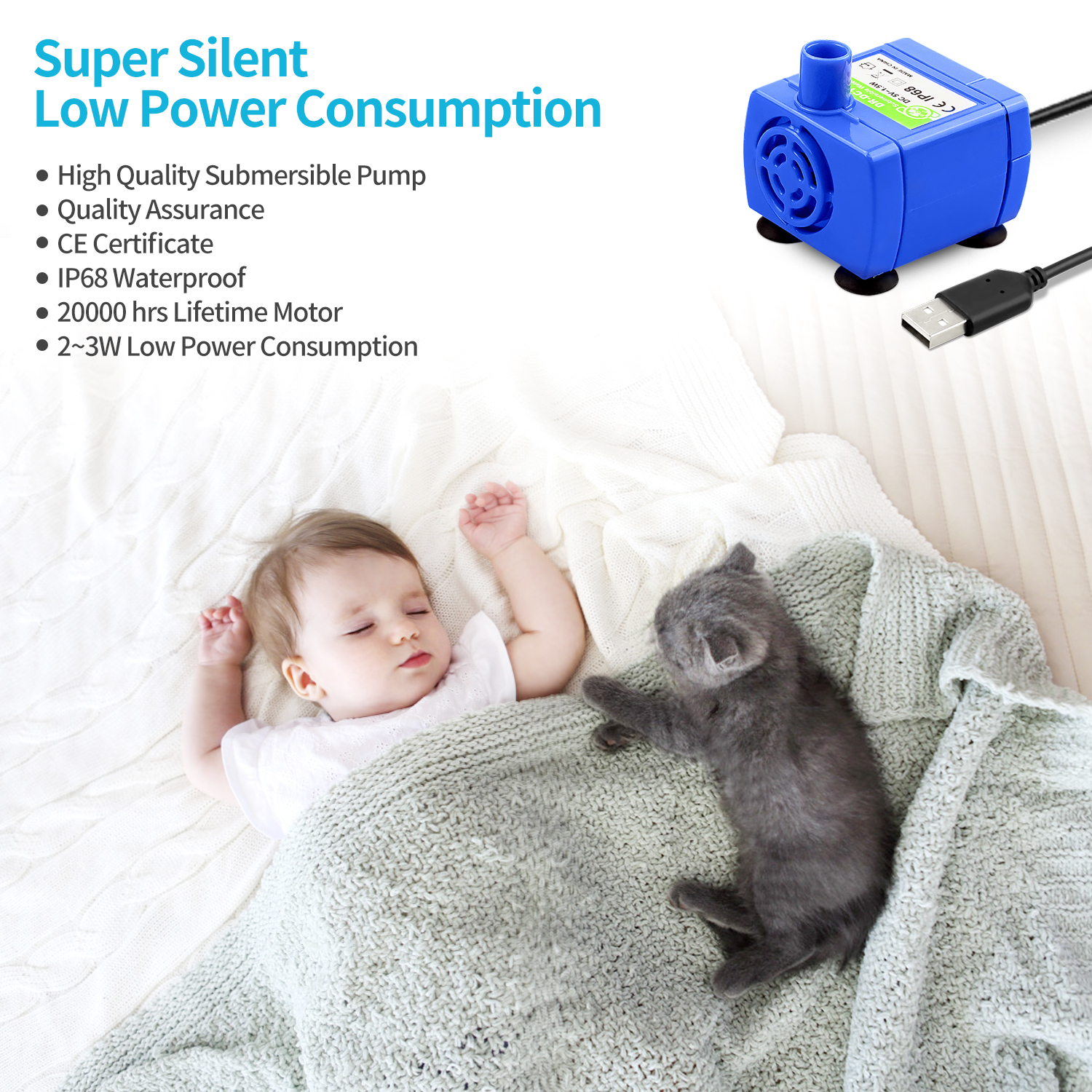 YES4PETS Grey Ceramic Electric Pet Water Fountain Dog Cat Water Feeder Bowl Dispenser image 4