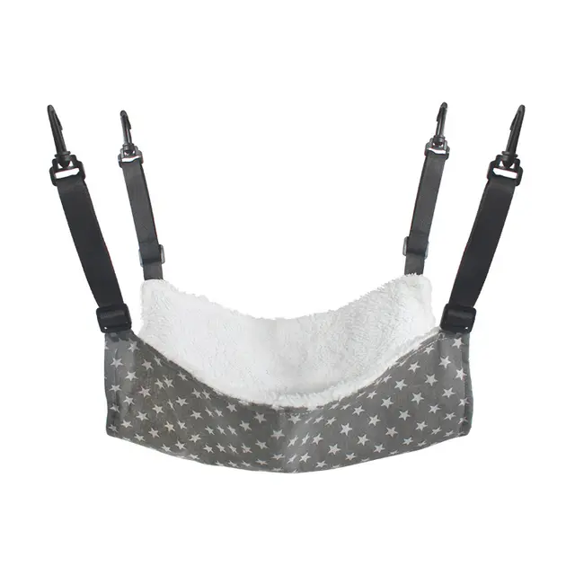 Cat Cage Hammock - Adjustable Double-Sided Pet Swing Bed with Hooks(Gray star)