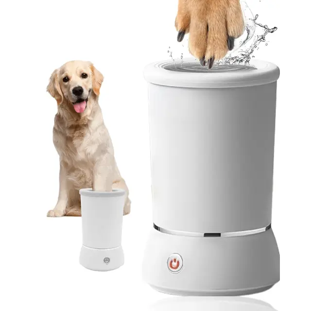 Automatic Dog Paw Cleaner for Dogs，2 Speeds Electric Paw Feet Cleaner for…, White