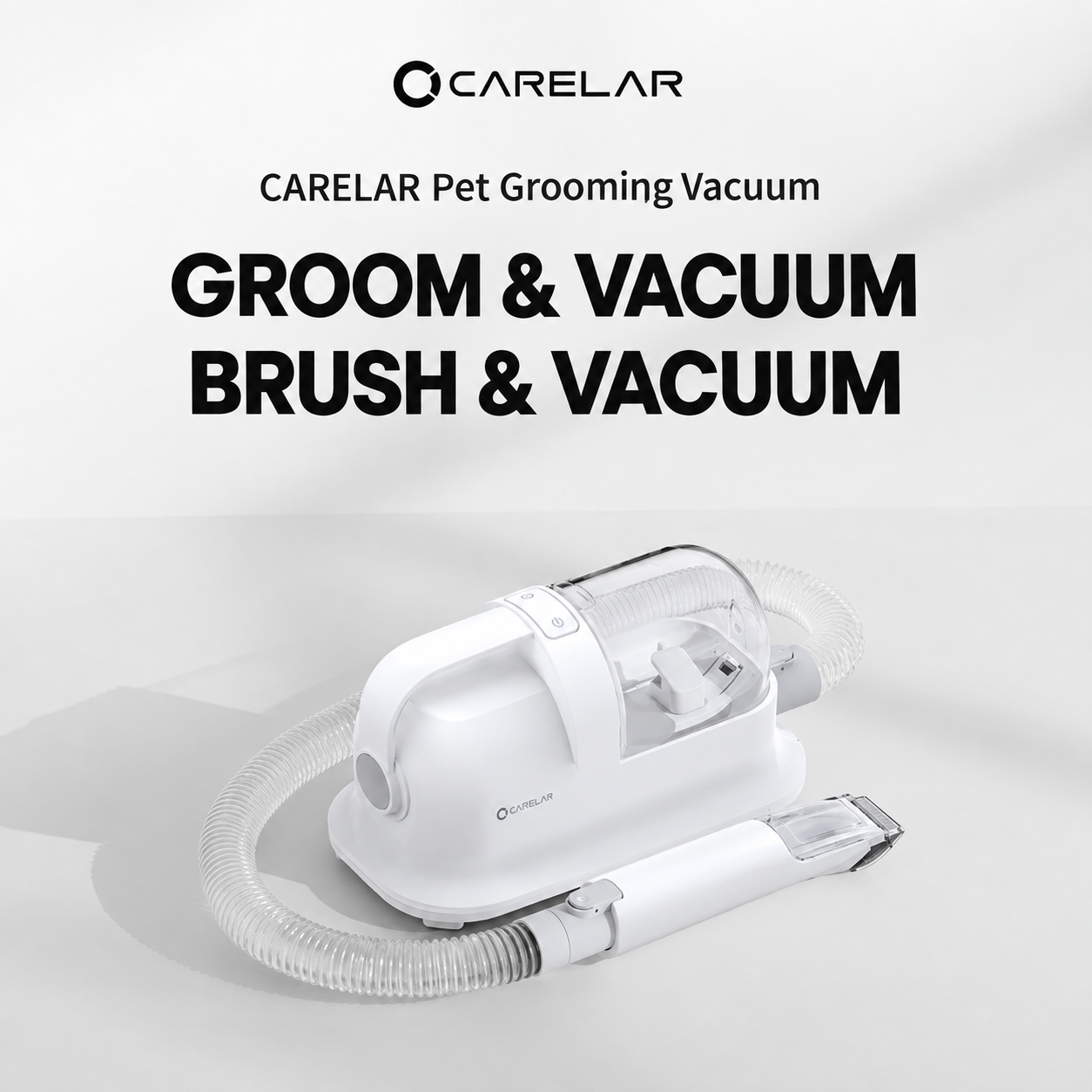 Five-in-One Pet Grooming Vacuum Kit with Clippers, White
