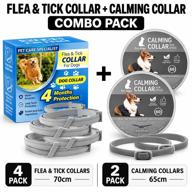 6-Piece Adjustable Pet Calming and Flea Tick Collar Set for Dogs…, 6 Piece, 4 Piece
