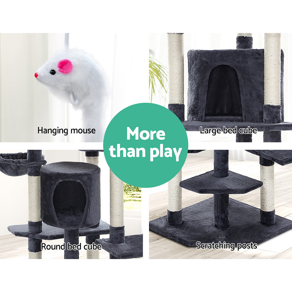 i.Pet Cat Tree 203cm Tower Scratching Post Scratcher Condo Trees House Bed Grey image 7