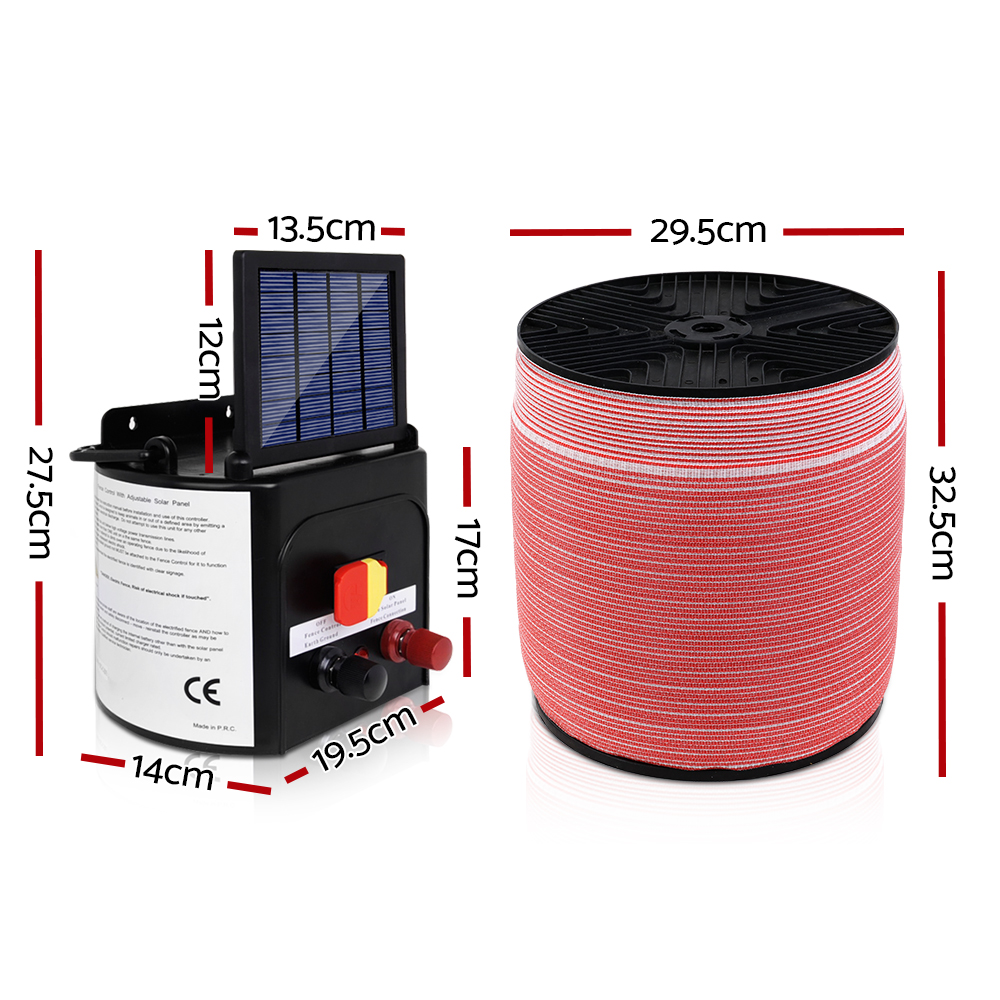 Giantz Fence Energiser 3KM Solar Powered Electric 2000M Poly Tape image 2