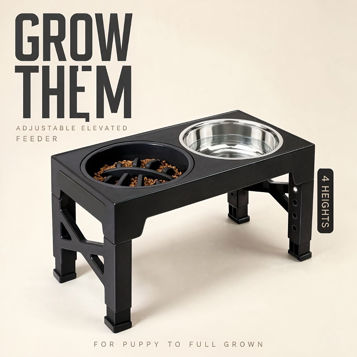 adjustable elevated pet feeder – stainless steel pet bowl image 8